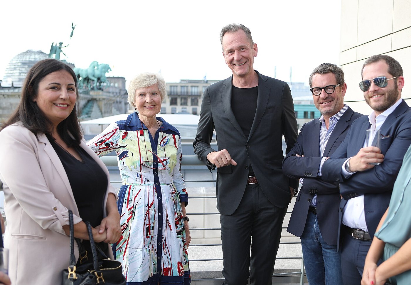 U.S. Embassy Berlin rooftop, June 2019: Friede Springer and Mathias Döpfner among Springer executives